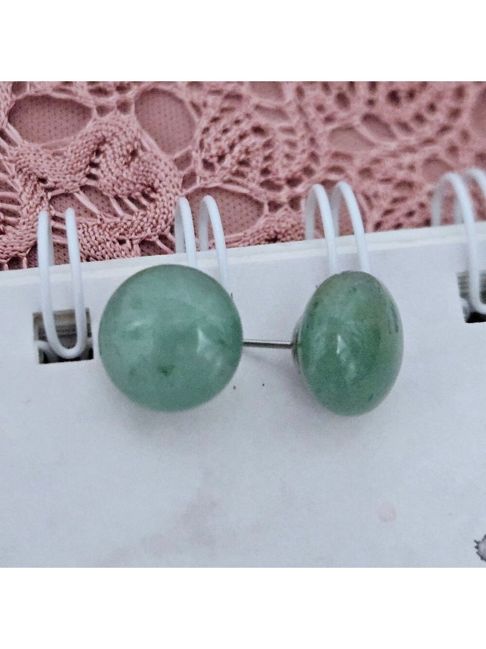 Green Aventurine Silver Stud Earrings - Picture 4 of 4